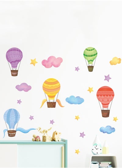 Buy Cartoon Hot Air Balloon Clouds Stars Children's Room Kindergarten Home Decoration PVC Wall Stickers in UAE