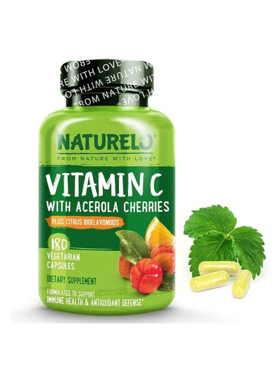 اشتري Vitamin C with Acerola Cherries to Support Immune Health & Antioxidant Defense Dietary Supplement 180 Vegetarian Capsules في الامارات