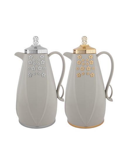 Buy 2-Piece Deva Coffee And Tea Vacuum Flask Set 1.0/1.0 Liter Grey in Saudi Arabia