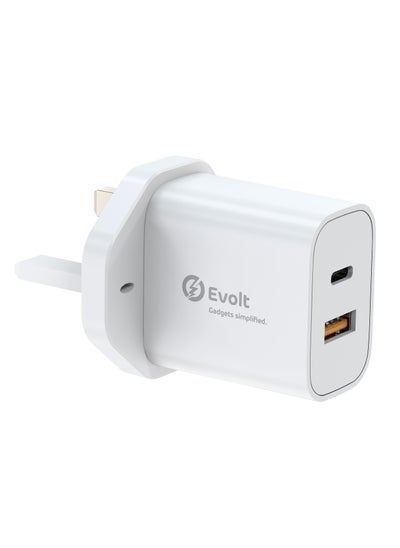 اشتري ETC-2N1 20W PD Fast A+C Dual Ports Travel Charger With 2-in-1 (USB-A to Type-C + Light ning Ports) Cable White في الامارات