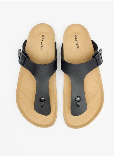 Buy Men Buckle Detail Slip-On Sandals in UAE