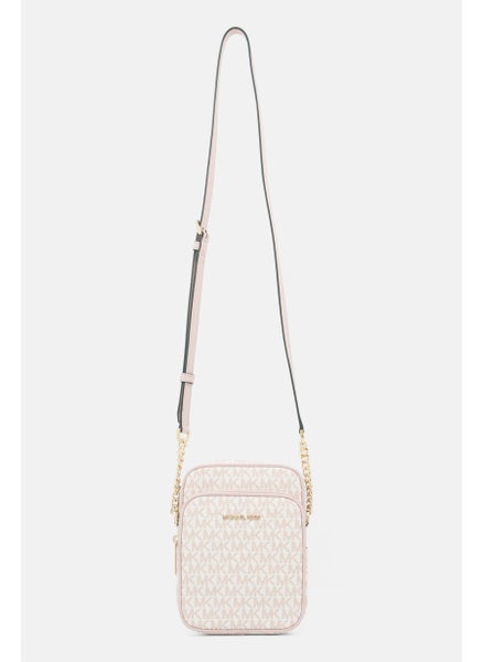 اشتري Women Brand Logo Cross Body Bag 16 L x 22 H x 7 W cm, White/Pink Combo في الامارات