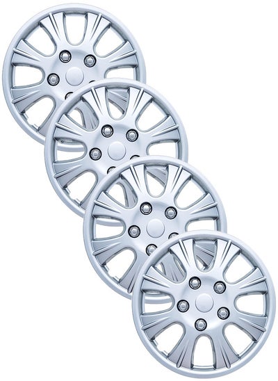 Buy EMTC Taiwan Wheel Cover Pack of 4 | 14" Inch | EM-3087 Silver Universal Nested Style in UAE