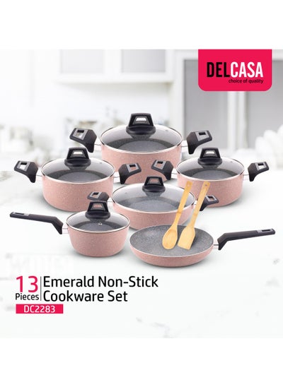 Buy DelCasa Emerald 13 Piece Non-Stick Cookware Set DC2283 in UAE