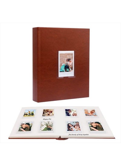 Buy 128 Pockets Photo Album with Writing Space, Front Window, Polaroid Photo Albums 3 Inch Compatible with Fujifilm Instax Mini 12 11 9 8 7s 40 EVO, Polaroid 300, HP Sprocket, K-pop Photocards (Brown) in UAE