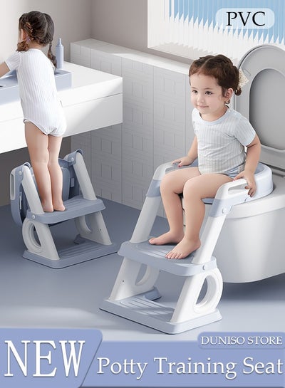 Buy Potty Training Toilet Seat For Boys Girls, Toddler Toilet Seat With Step Stool Ladder, Foldable Toddler Potty Seat For Toilet With Non-Slip Design, Adjustable Height in Saudi Arabia