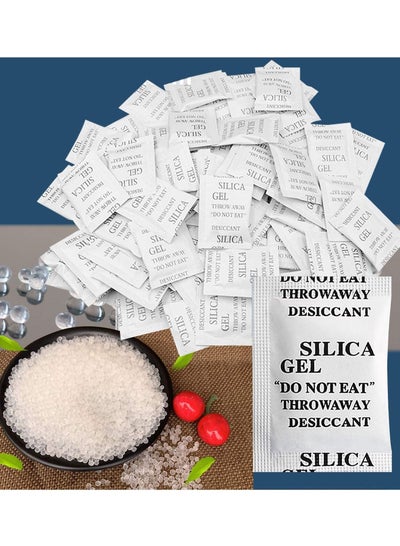 Buy Silica Gel Desiccant Bags,100pcs Non-Toxic Moisture Absorber Desiccant Dehumidifier for Kitchen Clothes Food Storage(5g/100packs) in UAE