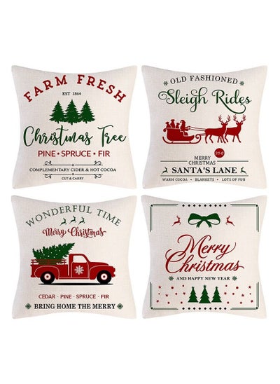 Buy 4Pcs christmas pillow case pillow cover cushion cover for home decor 45*45cm in UAE