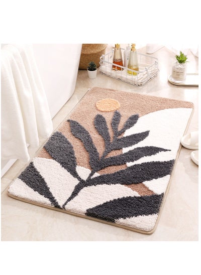 Buy Bath Mat Non-Slip Soft Adorable Boho Floral Bath Rugs Machine Washable Bathtub Mat Water Absorbent Plush Shaggy Carpet Thick Bathroom Kitchen Floor Microfiber Doormat 40x60CM in UAE