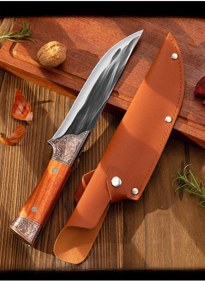 Buy Sharp High Carbon Stainless Steel Boning Knife Meat Cutter Bone Razor Kitchen Knife With Leather Case in Saudi Arabia