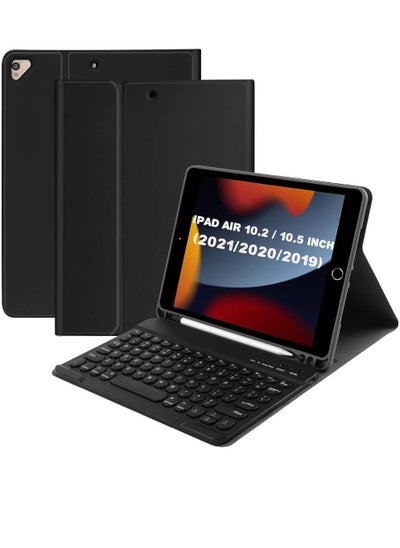 Buy iPad 9th Generation Case with Keyboard 10.2-inch 2021, Detachable BT Keyboard with Magnetic, ipad Air 3rd Generation Case With Keyboard 10.5", 8th/7th Gen (2020/2019) With Pencil Holder Black in UAE