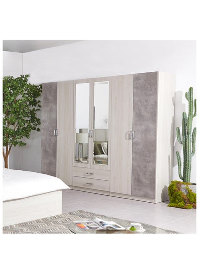 اشتري Alina 6-Door Wardrobe with Mirror 59.5 x 216 x 242.8 cm في السعودية