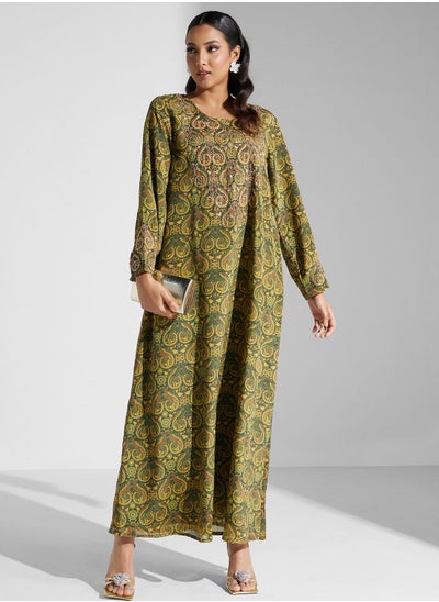 اشتري Printed Square Neck Jalabiya في الامارات