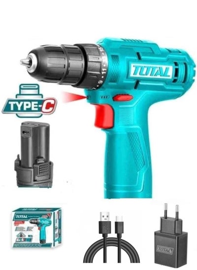 Buy Drill Battery 12V (Type C) TDLI12428 with head charger/adapter (USB type-A) size 5V 2A - TCLI120502 with USB cable from Type A to Type C - TIUCC01 in Egypt