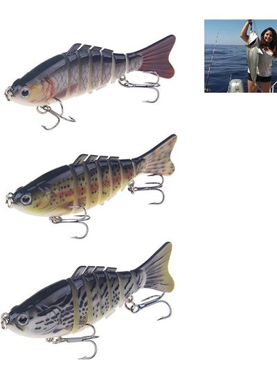 Buy Promass Fishing Lures for Bass Perch 3Pcs Saltwater Multi Jointed Swimbait Fishing Gear Hard Baits Freshwater Trout Crappie Lifelike Slow Sinking Bionic Swimming Animated Lure Kit in UAE