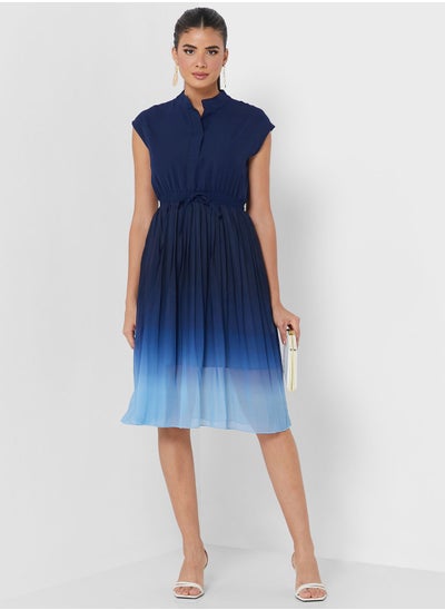 Buy Pleated Effect Solid Dress in UAE