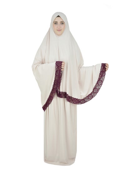 Buy Two Piece Islamic prayer dress women with Lace - Prayer Clothes for Women - Prayer Abaya For women - Jilbab 2 piece, Umrah essentials for women - Prayer set in UAE