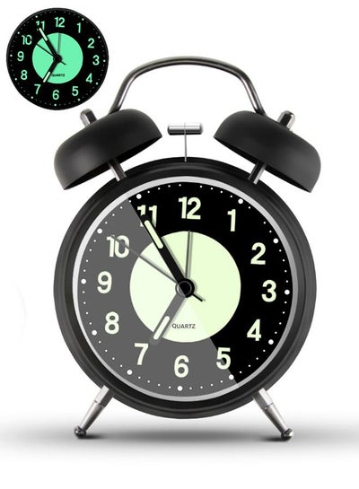 Buy Twin Bell Alarm Clock, Loud Alarm Clock with Backlight, Silent Clock for Bedroom Home or Office, Great for Heavy Sleepers in UAE
