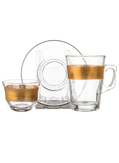 Buy 18 Piece Glass Iced Tea and Coffee Set with Gold in Saudi Arabia