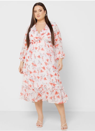 Buy Printed Frill Detail Fit & Flare Dress in UAE