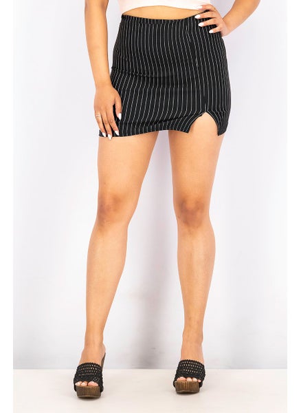 اشتري Women Stripe Mini Skirt, Black and White في السعودية