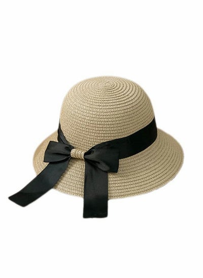 Buy Sun Straw Hat for Women, Big Floppy Wide Brim Beach Sun Straw Hat Foldable Summer UV Sun Hat UPF 50+ in UAE