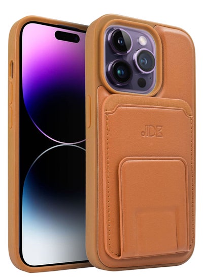 اشتري Leather Case For Apple iPhone 14 Pro Cover With Card Slot Wallet Magnetic Cardholder Stand Shockproof Case في السعودية