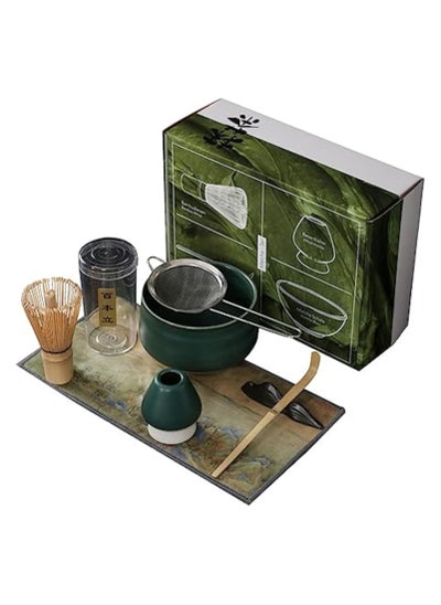 اشتري Matcha Tea Set, Matcha Whisk, Traditional Scoop, Matcha Bowl, Ceramic Whisk Holder Tea Making Kit - The Perfect Matcha Set (Set of 7) في الامارات