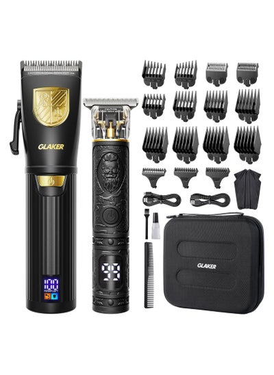 اشتري Hair Clippers for Men Professional, Cordless Clippers for Hair Cutting, Men's Hair Clippers and Trimmer Kit for Barber with LED Display 15 Guide Combs في الامارات