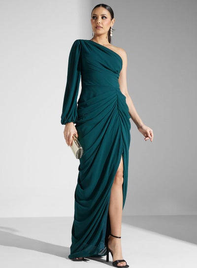 Buy One Shoulder Side Slit Dress in UAE