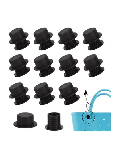 اشتري 12 Sets Screw Rivets - Replacement for Beach Tote Bag Handles Durable Rubber Buttons Easy Repair Simply Southern Bags (Black) في الامارات