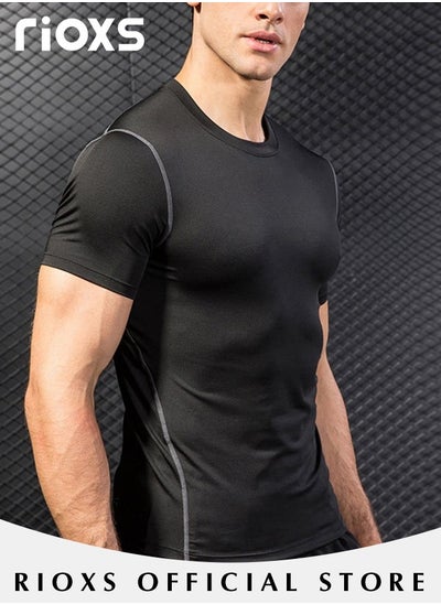 Buy Men's Basic Short Sleeve Tops Lightweight Breathable Sports T-Shirt Fitness Athletic Training Slim Shirts in UAE