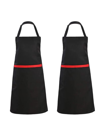 Buy 2 Pack Adjustable Bib Apron with Pockets Waterdrop Resistant Cooking Kitchen Aprons for Women Men Chef Couple BBQ Painting in UAE