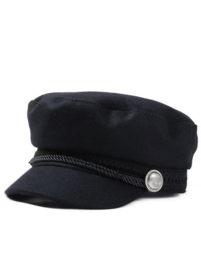Buy Womens Casual Cap, Wool Blend Baker Boy Peaked Cap Newsboy Hat Cap Black in Saudi Arabia