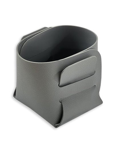 Buy Leather Storage Basket (Grey Small) in UAE