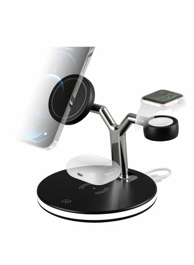 Buy 3-in-1 Wireless Charger Magnetic Safe for All Smartwatch & Wireless Headphones Charging Case, Adjustable Magic Light in UAE