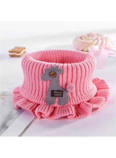 اشتري New Autumn and Winter Childrens Scarf Cartoon Knitted Scarf Warm Windproof Babys Shawl Fake Collar Fashionable CollarLeather pink Leather pink في الامارات