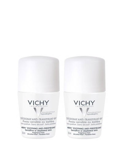 Buy Vichy Deodorant Duo Pack Antiperspirant for Sensitive Skin 2 x 50 ml in Saudi Arabia