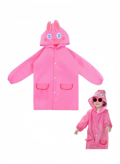 اشتري Children's raincoats, Cartoon Kids Rain Jacket, Hooded Poncho Outdoors Transparent Raincoat Student Suit Waterproof Durable Windbreaker (PINK RABBIT) في السعودية