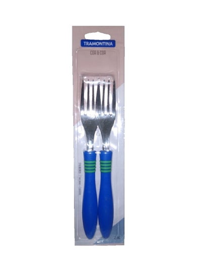 Buy 2-Piece Fork Spoon Set Blue 23 x 4cm in Saudi Arabia