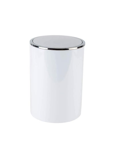 Buy Acrylic basket trash can with swing lid, waste bin, trash can with swing top lid , 6 Liter white in Egypt