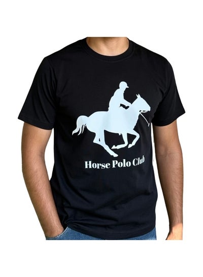 اشتري Horse Polo Round Neck T-Shirt Black Printed, HP Club في مصر