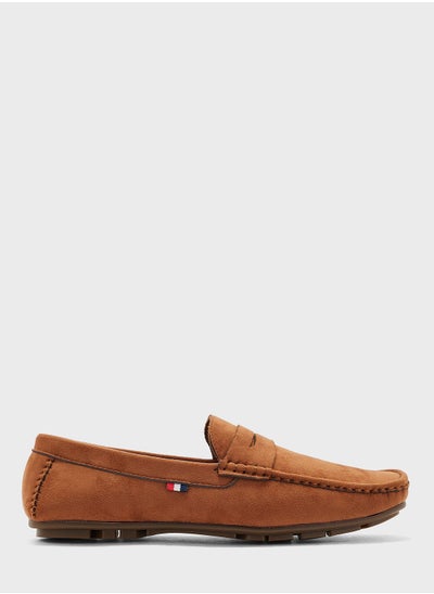 Buy Suede Webbing Detail Casual Loafers in UAE