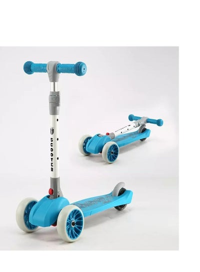 اشتري سكوتر ركلة للأطفال من سكوتر Babyfit 3 عجلات - آمن للتوجيه ، عجلة أضواء من البولي يوريثان أفضل هدية للأطفال الأولاد والبنات أزرق في الامارات