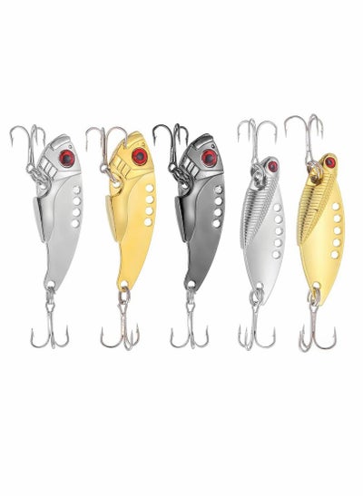 اشتري Fishing Lure Set, 5 Pcs Hard Fishing Lures, Metal Fishing Spoons with High Carbon Steel Hook في السعودية