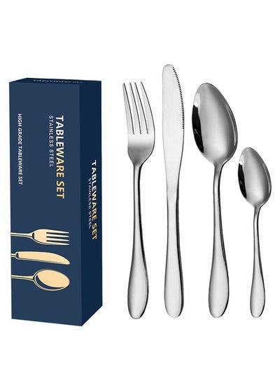 Buy 24 Piece Silverware Set for 4, Premium Stainless Steel, Mirror Polished Cutlery, Durable Kitchen Eating Tableware, Complete Dishwasher Safe Utensil Set in UAE