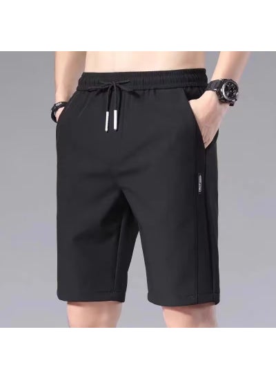 اشتري Mens Breathable Ice Silk Shorts 2023 Summer Casual Loose Quick-Dry Black في السعودية