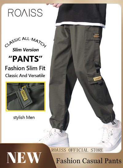 Buy Men's Cargo Pants Casual Pants with Elastic Drawstring Suitable for Various Body Types Simple and Trendy in UAE