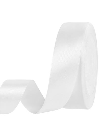 Buy Satin Ribbon 1 Inch Wide For Crafts, Wrapping And Decoration White in UAE