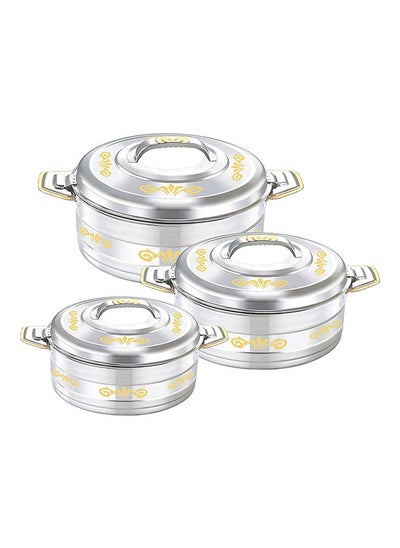 اشتري Hot Pot Stainless Steel Casserole, Food Warmer Keeps Food Warm For Long Time, Perfect For Your Dining Table, Hotpot Set Of 3 Pcs - Reem 1.5L, 2.5L, 3.5L في الامارات